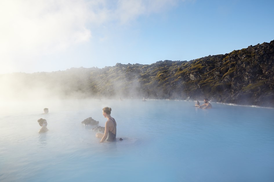 People enjoying a bath in Blue Lagoon Iceland.