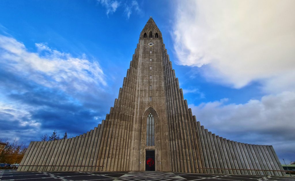 Hallgrimskirkja the most known ladnmark in Reykjavik.