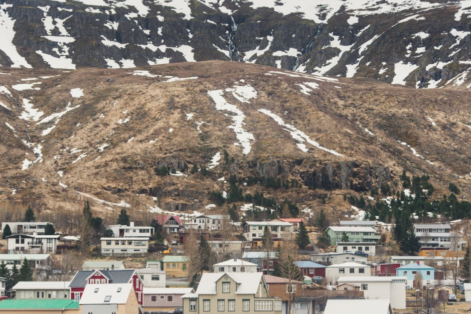View over the Seidisfjordur town.