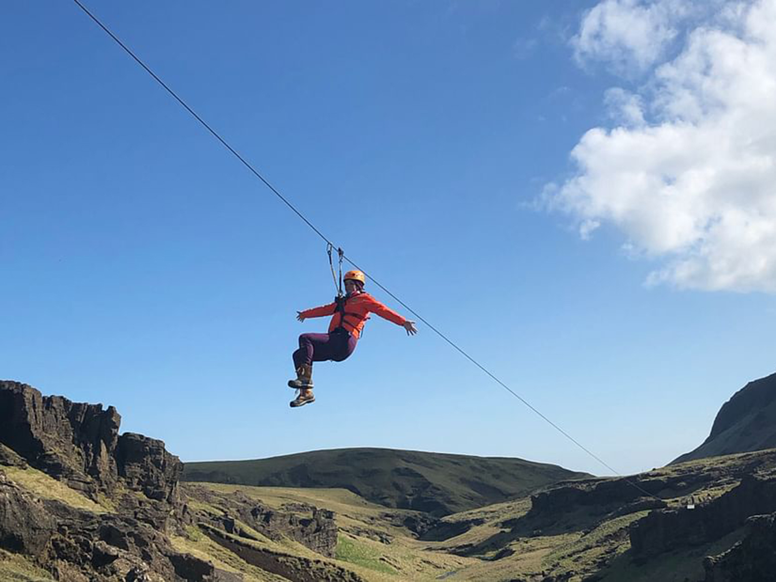 Zip line tour in Iceland in July.