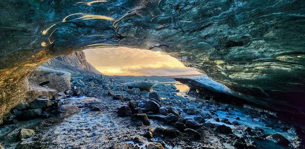 Blue-ice-cave-sunrise